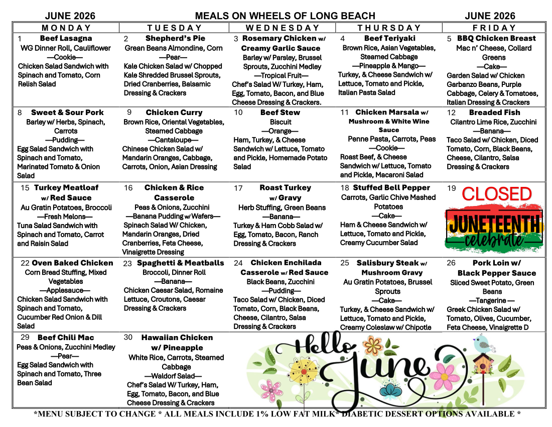 Monthly Menu